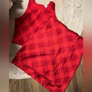 J. Crew Red Plaid cami and  slip Skirt set